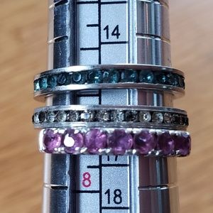 3 vintage silver eternity and and half hoop rings